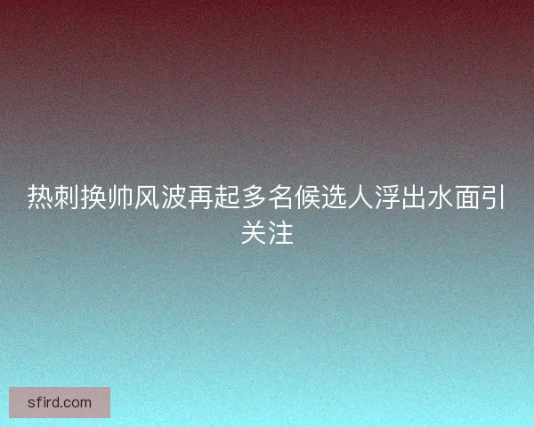 热刺换帅风波再起多名候选人浮出水面引关注